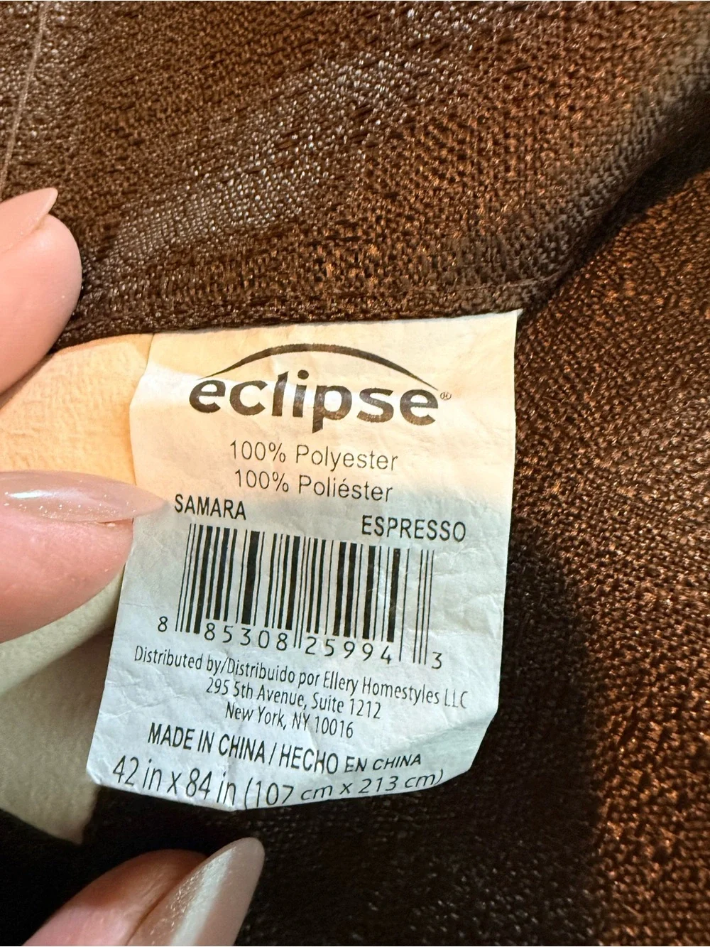 4 - Eclipse Solid Brown Rod Pocket Curtain Panel 2” pocket for rod (1” rod)